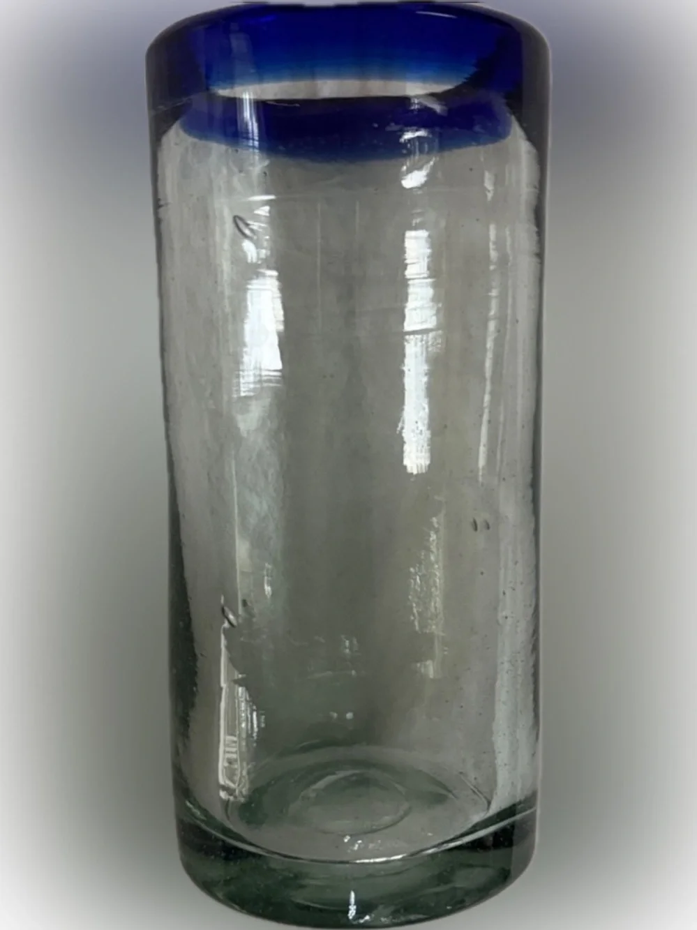MEXICO HANDBLOWN GLASS COBALT BLUE REPLACEMENT TUMBLER BARWARE VINTAGE 90s 14 oz